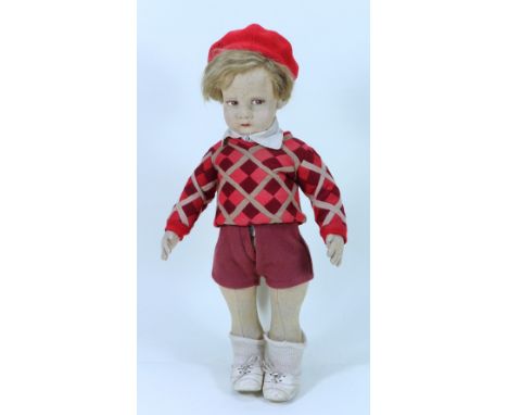 A Lenci felt series 300 Golfer doll from sports series, Italian circa 1930, the pressed head with painted features, shaded mo