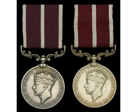 Indian Army Meritorious Service Medal, G.VI.R. (2) (10346 Sqn. Dfdr. Maj. Gurdit Singh. R. Deccan Horse.; 1058 Dfdr. Hansraj.