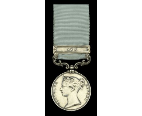 Army of India 1799-1826, 1 clasp, Ava (P. Kelly, 1st Foot.) short hyphen reverse, officially impressed naming, clasp a little