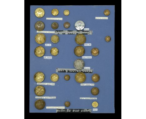 Buttons. A selection of British Buttons, including Royal Flying Corps, Army Cyclist Corps and Machine Gun Corps, generally go