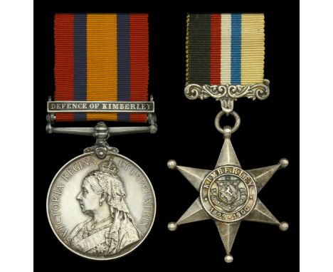 Pair: Company Quartermaster Sergeant R. Kilroe, Kimberley Town Guard  Queen’s South Africa 1899-1902, 1 clasp, Defence of Kim