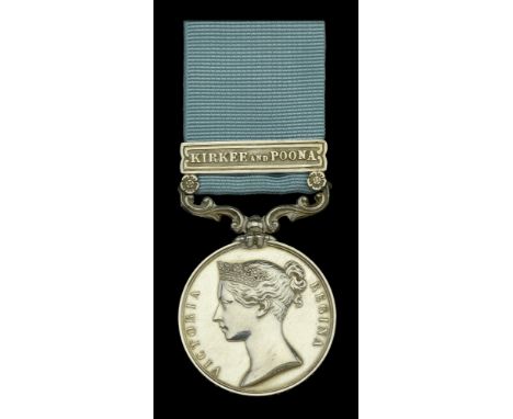Army of India 1799-1826, 1 clasp, Kirkee and Poona (Joshua Foxwell, Eur. Regt.) short hyphen reverse, officially impressed na