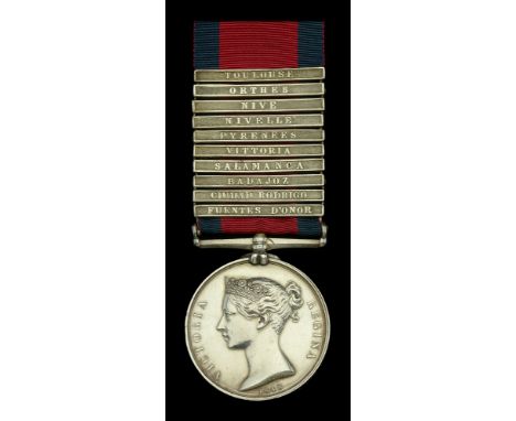 Military General Service 1793-1814, 10 clasps, Fuentes D’Onor, Ciudad Rodrigo, Badajoz, Salamanca, Vittoria, Pyrenees, Nivell
