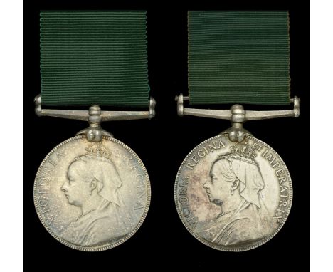 Volunteer Force Long Service Medal, V.R. (3119. Qr. Mr. Sergt. A. S. Pridmore 13th. Mx. Q. W. Vols) engraved naming; Voluntee