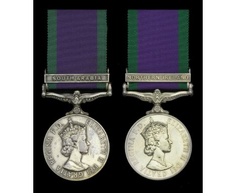 General Service 1962-2007, 1 clasp (2), South Arabia (14167514 Sgt. C. W. Moule. R. Sussex.); Northern Ireland (24050342 Gnr.