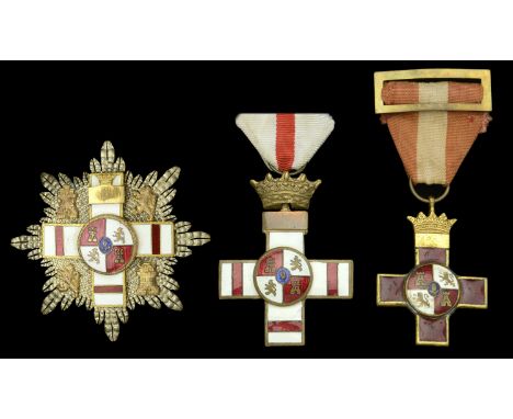 Spain, Franco Period, Order of Military Merit (3), Third Class Star, 63mm, silver, gilt, and enamel, with white enamel cross 