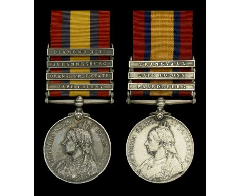 Queen’s South Africa 1899-1902, 4 clasps, Cape Colony, Orange Free State, Johannesburg, Diamond Hill (2848 Pte. A. Smale. 1st