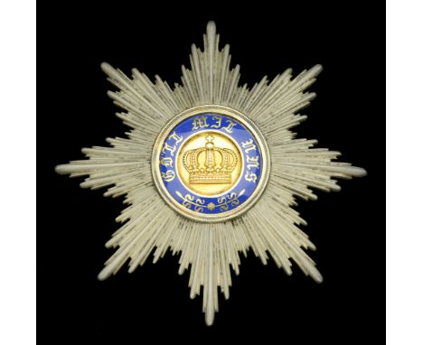 Germany, Prussia, Order of the Crown, First Class Star, 88mm, silver, gold appliqué, and enamel, retaining pin stamped ‘J.C. 