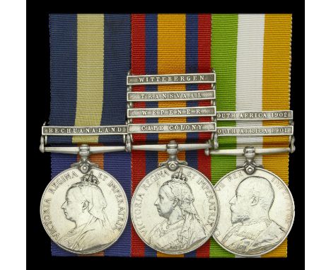 Three: Corporal R. G. Gill, Cape Mounted Rifles  Cape of Good Hope General Service 1880-97, 1 clasp, Bechuanaland (2812 Cpl. 