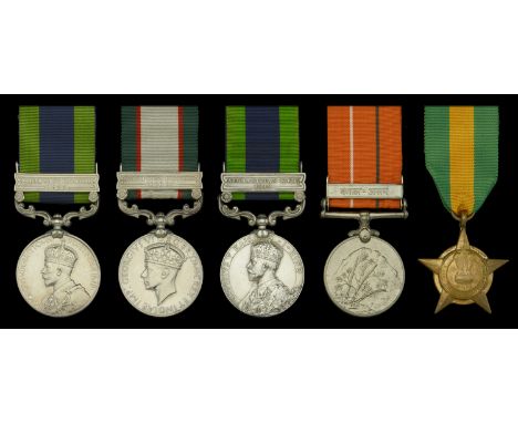 Pair: Sepoy Som Nath, 5/12th Frontier Force Regiment, Indian Army India General Service 1908-35, 1 clasp, North West Frontier