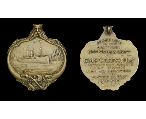 R.M.S. Carpathia and S.S. Titanic Medal 1912, bronze, the reverse contemporarily engraved ‘A. Gilliam’, with reverse loop but
