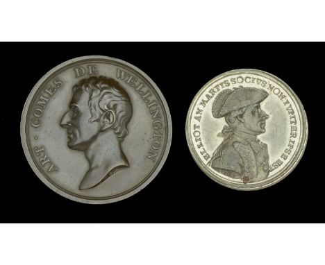 The Relief of Gibraltar 1783, white metal medal by J. C. Reich, 44mm, bust of General Elliot right, ELLIOT AN MARTIS SOCIVS N