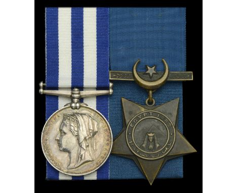 Pair: Officers’ Steward First Class C. Moore, Royal Navy  Egypt and Sudan 1882-89, dated reverse, no clasp (C. Moore. Comdrs.