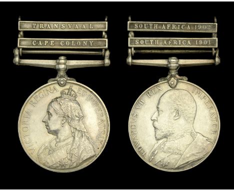 Pair: Private F. J. Swatridge, Army Ordnance Corps  Queen’s South Africa 1899-1902, 2 clasps, Cape Colony, Transvaal (3177. P