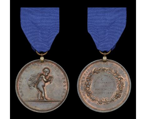 Royal Humane Society, large bronze medal (successful) (Margaret Robertson. 16, Jany 1850.) with contemporary brass claw and s