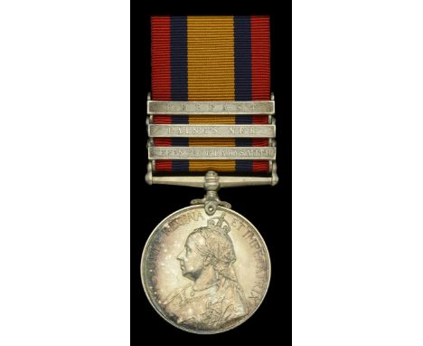 Queen’s South Africa 1899-1902, 3 clasps, Defence of Ladysmith, Laing’s Nek, Belfast (91478 Gnr: G. Willcox. 53rd. Bty: R.F.A