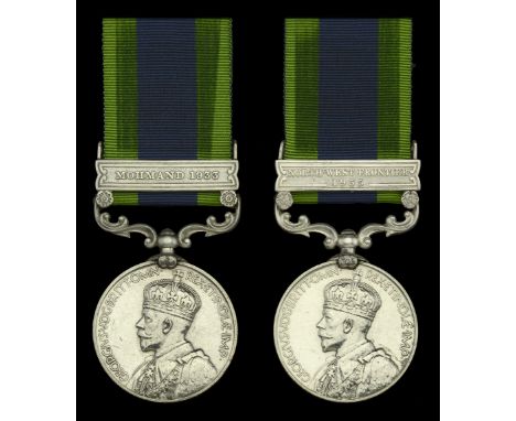 India General Service 1908-35, 1 clasp (2), Mohmand 1933 (505186 Dvr. Jan Mohd, I.A.S.C. (M.T.)); North West Frontier 1935 (1