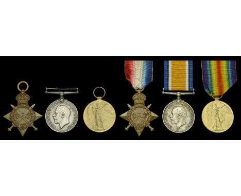 Three: Sergeant W. Downs, Army Veterinary Corps 1914-15 Star (SE.4348 Sjt. W. Downs. A.V.C.); British War and Victory Medals 