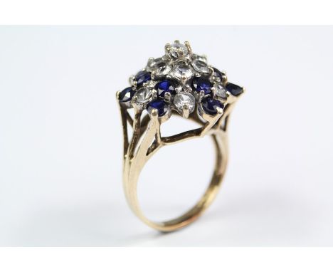 9ct yellow gold sapphire dress ring, size K, approx 5 gms.&nbsp;Condition for this Lot - Sale 06/05/2020some stones appear gl