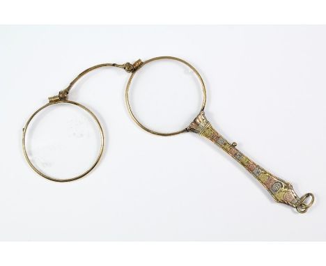 A pair of 19th century folding glasses (lorgnette).