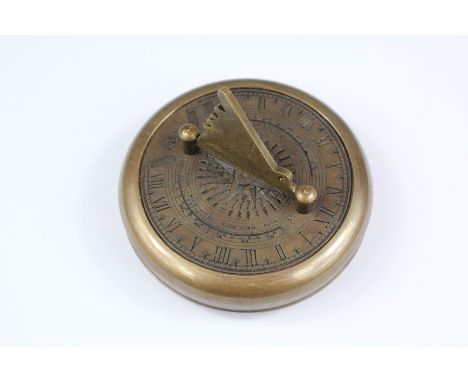 Gilbert of London brass pocket sundial and compass, approx 77 mm.&nbsp;
