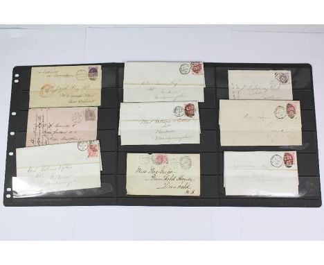 1860-85 GB Surface Printed Stamps on Nine Covers. This item comprises 9 covers, 7 of which are entires, with GB surface print
