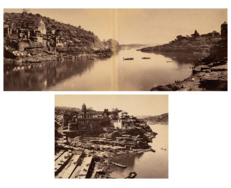 RAJA LALA DEEN DAYAL, INDIAN, 1844-1910 Two Views of the Narmada River at Omkareshwar (1882), albumen prints, comprising a tw
