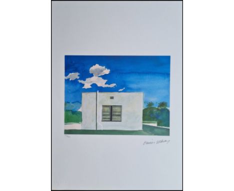 DAVID HOCKNEY (Né en 1937), D’Après. (After) "Santa Monica". Lithographie sur papier . Signé dans la planche et numéroté à la