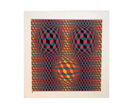 VICTOR VASARELY (1906-1997) Virgo, 1982. Lithographie en couleurs sur vélin. Signée et numérotée à 75 exemplaires. 76 x 76 cm