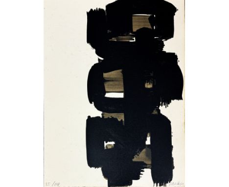 Pierre SOULAGES (1919-2022). Lithographie n° 18. 1968. Lithographie en couleurs sur vélin d’arches. Signée « Soulages »au cra