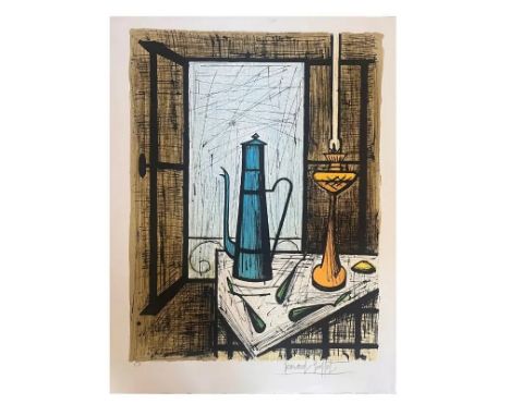 Bernard BUFFET (1928-1999) La cafetière bleue, 1984. Lithographie offset en couleurs sur vélin. Signée et numérotée sur 150 e