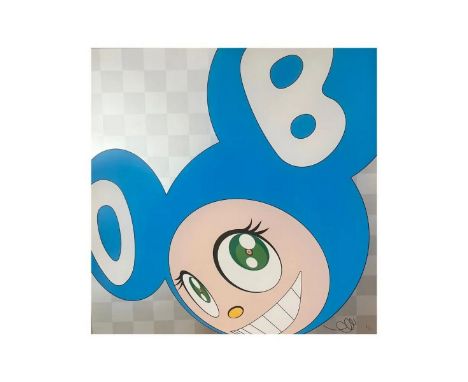 Takashi MURAKAMI (Né en 1962) And then Aqua Blue. Epreuve offset en couleur sur papier, signée de la main de l’artiste au cra