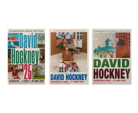 David HOCKNEY (né en 1937), d’Après. Ensemble de trois affiches pour l’Exposition David Hockney de la Fondation Vuitton, du 9