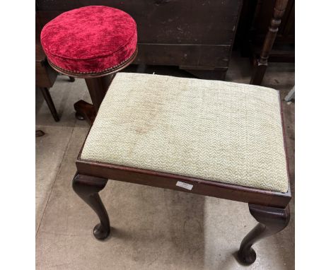 A William IV mahogany stool and one other 