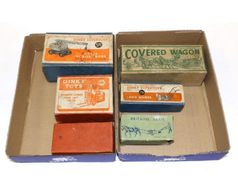 Dinky Various Boxed Models 751 Lawn Mower, 14c Fork lift truck, 571 Coles mobile crane and 25x Breakdown lorry; Modern Produc