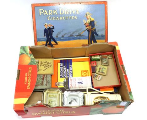 Various Advertising including a Park Drive Cigarettes card sign 20x15'', 50x38cm; two Jack Tar card advertising signs; a Oval