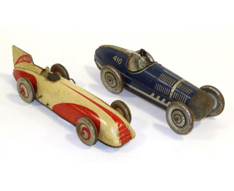 Chad Valley Open Wheel Racer cream/red (F) and a further Mettoy (?) example (F-G) (2)