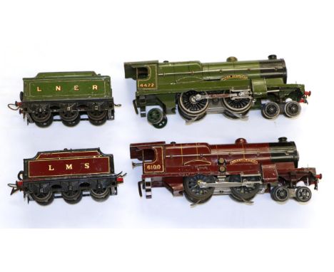 Hornby O Gauge 20-Volt Electric Flying Scotsman And Tender (G-F) and a 6-volt (?) Royal Scot and tender (F-G, lack rear bogie