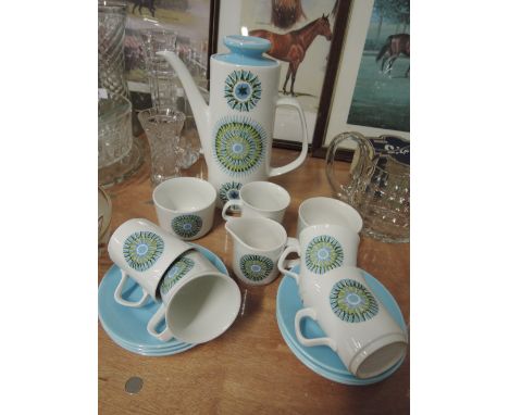 A vintage 1960's J & G Meakin studio pottery Aztec coffee service