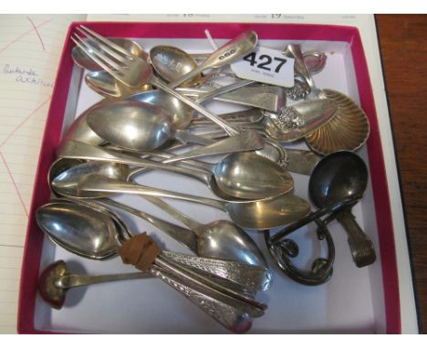 A group of silver spoons, caddy spoons et cetera