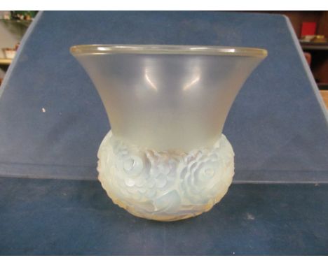 An R. Lalique Renoncules pattern vase scratch on inside base and clear body clearer at top so might just be dirty