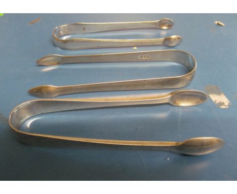 Two Georgian silver tongs&nbsp; and another 3.7oz
