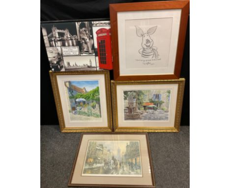 Pictures and prints - Michael MacDonaugh Wood, by and after, ‘Lapopie Bar’, and ‘The Fountain’, signed limited edition prints