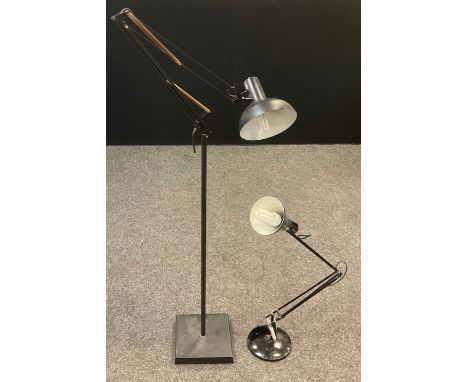 A Planet Lighting floor-standing Angle poise type lamp, Model C, made in Australia, height to second ‘elbow joint’ 142cm;  a 
