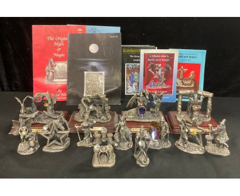 A Tudor Mint Myth and Magic pewter dragon model, The Fighting Dragons, 3320, 9cm; others, The Nest of Dragons, Summoning The 