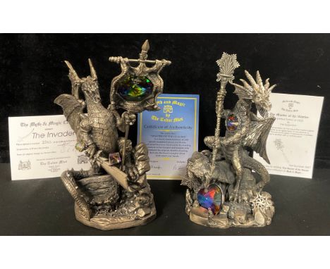 A Tudor Mint, Myth and Magic Collection pewter model of a dragon, The Invader, limited edition, 2,285/2,500, 21.5cm, certific