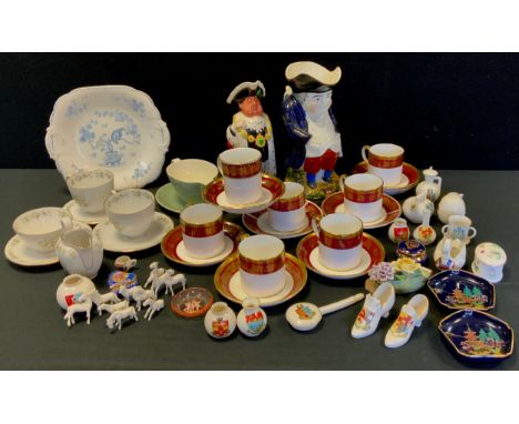 Ceramics - six Crown Staffordshire Lichfield pattern coffee cups and saucers;  Franconia tea for two set;  crested ware;  etc