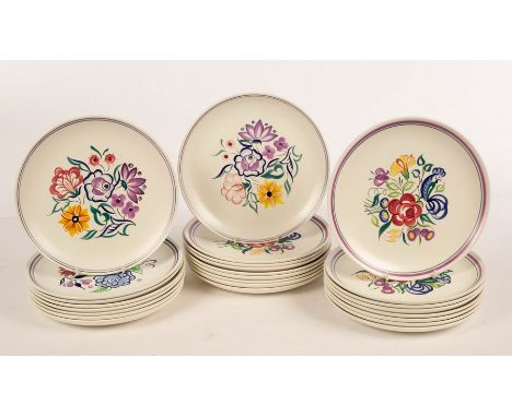 Poole Pottery, twenty-five floral plates, 25cm diameter CONDITION REPORT: Condition information is not usually provided in th