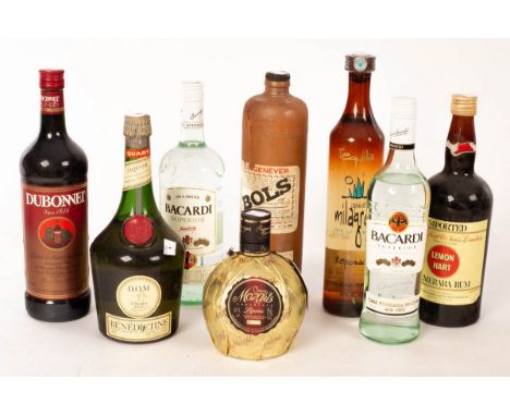 Spirits; eight bottles various including D.O.M Benidictine, Tequila, Barcardie, Bols, Lemon Hart Demerera Rum/Provenance: Tid