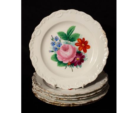 Six Meissen flower painted plates, circa 1880, 22cm diameter CONDITION REPORT: Condition information is not usually provided 